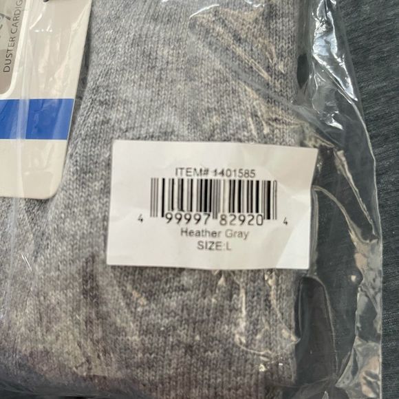 matty m soft heather gray long duster cardigan Large NWT - Picture 10 of 10